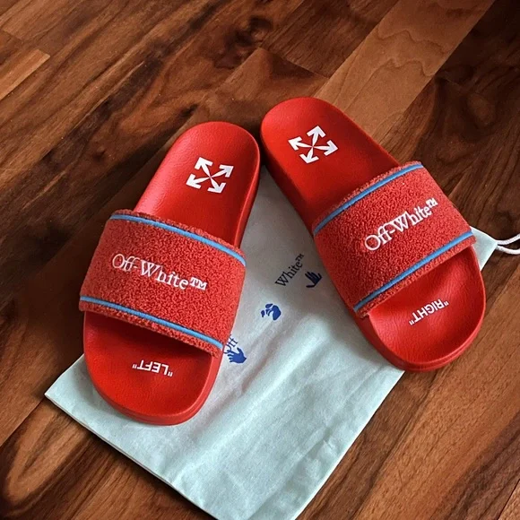 Off-White Towel Embroidery slide sandals, NEW size 40 - Picture 1 of 13